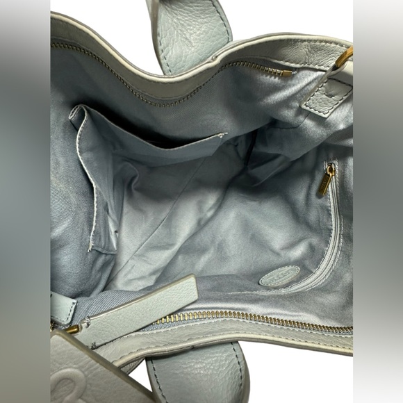 Genuine vintage FOSSIL sky blue leather tote bag with shoulder strap - Picture 12 of 13